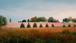 Scenic view of Midwest country farmland in Union, IL during autumn harvest