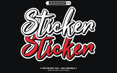 Wall Mural - Editable sticky sticker vector text style effect