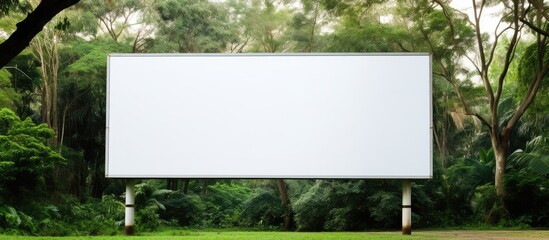 Canvas Print - Empty white billboard in a public park for outdoor advertising.