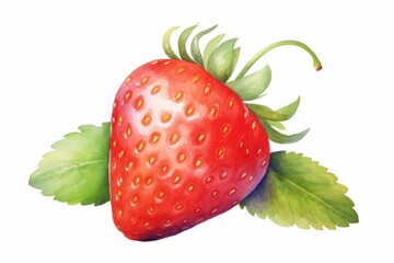 Watercolor illustration of a strawberry on a white background. AI generative