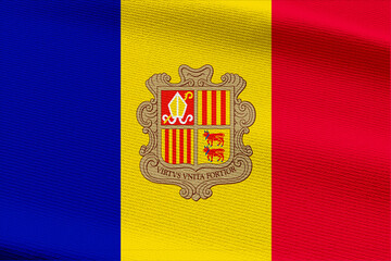 Close-up view of Andorra National flag.