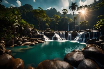 Poster - waterfall in jungle