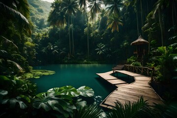 Poster - pool in tropical resort