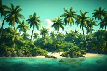Sticker - tropical paradise island