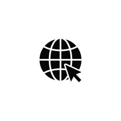 Poster - go to web icon, globe with cursor icon vector for web site computer and mobile app