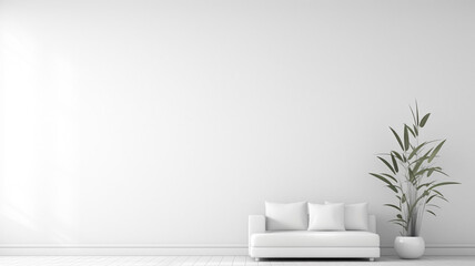 Wall Mural - White living room in modern design minimal clear space