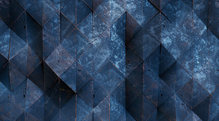 Wall Mural - Random shifted Wall background with tiles. Futuristic, triangle tile pattern Wallpaper with 3D. 3D Render