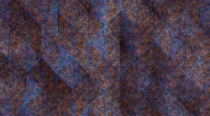 Wall Mural - Random shifted Wall background with tiles. Futuristic, triangle tile pattern Wallpaper with 3D. 3D Render