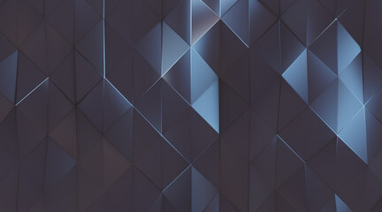 Wall Mural - Random shifted Wall background with tiles. Futuristic, triangle tile pattern Wallpaper with 3D. 3D Render