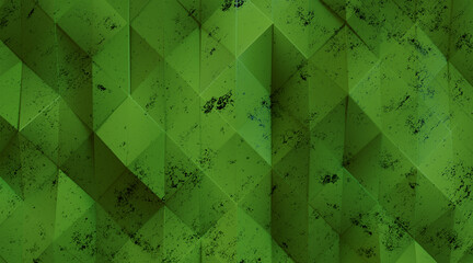 Wall Mural - Random shifted Wall background with tiles. Futuristic, triangle tile pattern Wallpaper with 3D. 3D Render