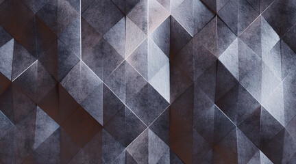 Wall Mural - Random shifted Wall background with tiles. Futuristic, triangle tile pattern Wallpaper with 3D. 3D Render