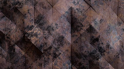 Wall Mural - Random shifted Wall background with tiles. Futuristic, triangle tile pattern Wallpaper with 3D. 3D Render