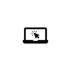 Poster - laptop with cursor icon vector for web site computer and mobile app