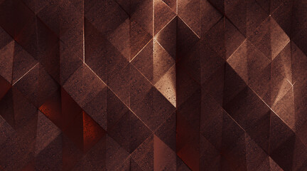 Wall Mural - Random shifted Wall background with tiles. Futuristic, triangle tile pattern Wallpaper with 3D. 3D Render