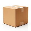 Isolated cardboard box on white background. Pasteboard box. Carton box. Cardboard. Set-up box. Paper board. Cartonboard. Sellotape. Duct tape. Scotch tape. A carboard box and sticky tape