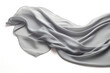 Cool gray silk fabric floating on white