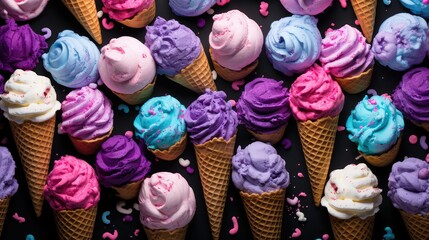 Wall Mural - mint sweet ice cream illustration pistachio cookie, rocky road, fudge butterscotch mint sweet ice cream