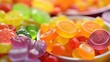 delicious jelly candy food illustration fruity chewy, gummy snack, sugary gelatin delicious jelly candy food