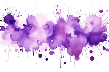 Vibrant Purple Watercolor Splatters Abstract Design on White Backdrop