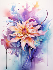 Wall Mural - Watercolor flower poster, living room deco artistic painting style illustration