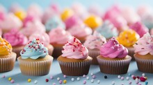 Bakery Background Cupcake Food Illustration Sweet Delicious, Icing Sprinkles, Vanilla Chocolate Bakery Background Cupcake Food