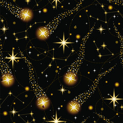 Wall Mural - seamless pattern with stars. boho space vector. illustration for greeting card, invitation, wallpape