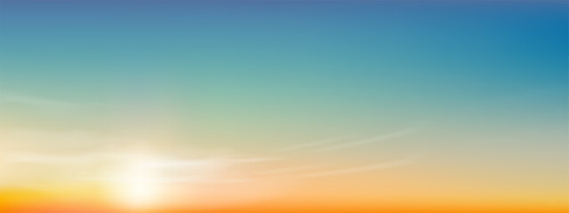 Wall Mural - sky blue background,horizon clear sky,cloud over beach in summer evening,vector illustration landsca
