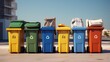 Selective collection of garbage colored containers. Let's make the planet cleaner help in sorting garbage to simplify recycling