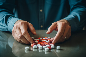 Leinwandbilder - A person taking a thyroid medication, emphasizing the importance of medication adherence in managing thyroid conditions.