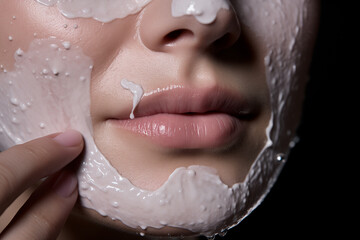 Poster - A detailed photograph of a skincare product being applied, with the formula designed to reduce the appearance of enlarged pores.