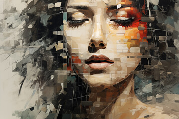 Poster - A digital collage of fragmented memories, forming a mosaic of abstract impressions and emotions.