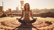 Portrait of a Woman meditating in lotus position