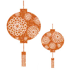 Wall Mural - orange glitter chinese lanterns flower. asian new year lamps. chinese new year. design for decoratin
