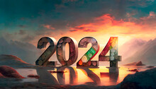 Happy New Year 2014. 3d Illustration. Colorful Background.
