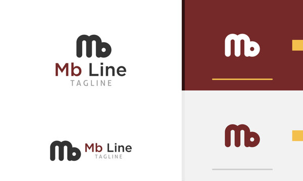 Logo design icon of geometric letter M B outline round alphabet initial for company brand identity