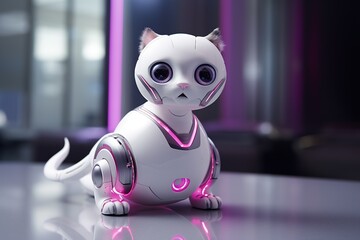 Wall Mural - Artificial intelligence robot cat. Futuristic concept