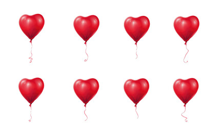 Wall Mural - Set of 3 Hearts red balloons isolated on white background