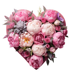 Wall Mural - Beautiful peonies heart bouquet. 