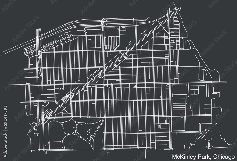 Detailed hand-drawn navigational urban street roads map of the MCKINLEY ...