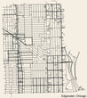 Detailed hand-drawn navigational urban street roads map of the EDGEWATER COMMUNITY AREA of the American city of CHICAGO, ILLINOIS with vivid road lines and name tag on solid background