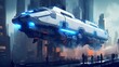 futuristic troop transport train with weapons