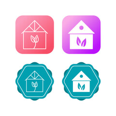 Sticker - Green House Vector Icon