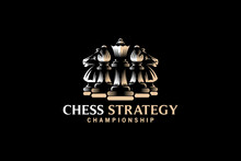 Classic Championship Chess Logo Design, Vector Logo Queen Knight Bishop