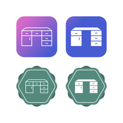 Sticker - Table with Drawers Vector Icon