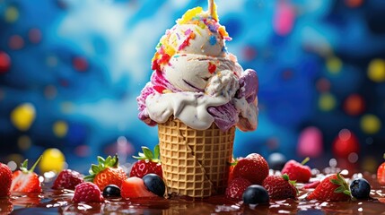 Wall Mural - strawberry creme ice cream illustration mint caramel, coffee pistachio, coconut raspberry strawberry creme ice cream