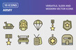 Army Thick Line Filled Colors Icons Set