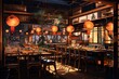 Fancy Asian Restaurant Interior Design Illustration of Oriental Eatery with Japanese and Chinese Influences in Tokyo