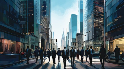 Wall Mural - economy urban business background illustration finance growth, industry job, market opportunity economy urban business background