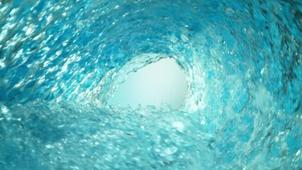 Sticker - Super Slow Motion of Splashing Water Wave Creating Tunnel Shape. Filmed on High Speed Cinema Camera, 1000 fps.