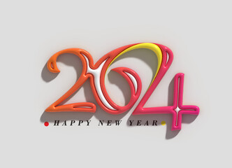 Wall Mural - 2024 Happy New Year Lettering Typographical Illustration Design.